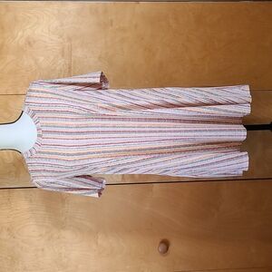 BCBG summer comfort dress, short sleeve, green, orange, yellow stripe M